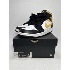 Nike Air Jordan 1 Mid White Pollen Black 554724-177 Men's Size 9